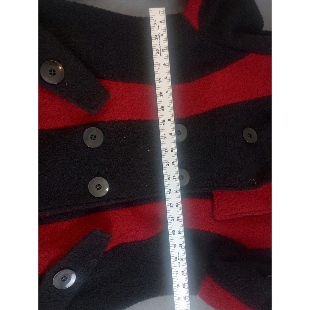 Mark Reed Red Black Statement Wool Trench Dress Jacket Size 12P Lined Old Money